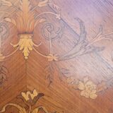 Buffet meuble d'appuie Napoléon iii en marqueterie florale et marbre 19ème
