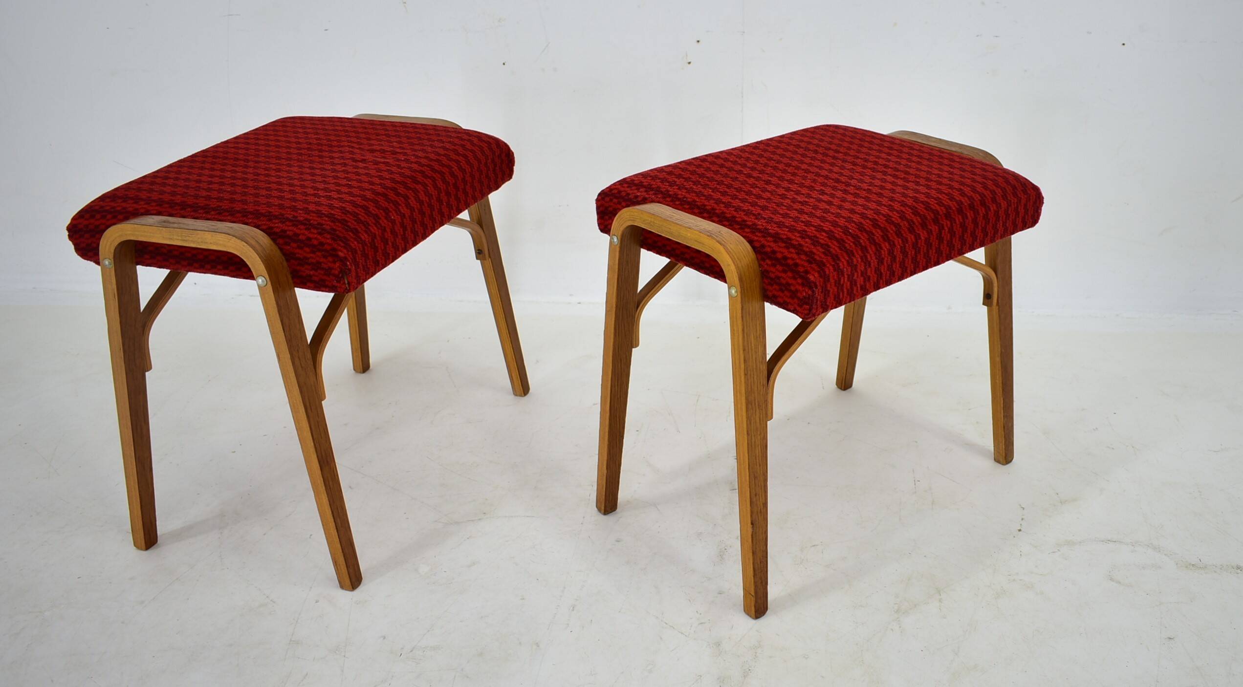 1960s Ludvik Volak beech stools by Drevopodnik Holesov, Czechoslovakia