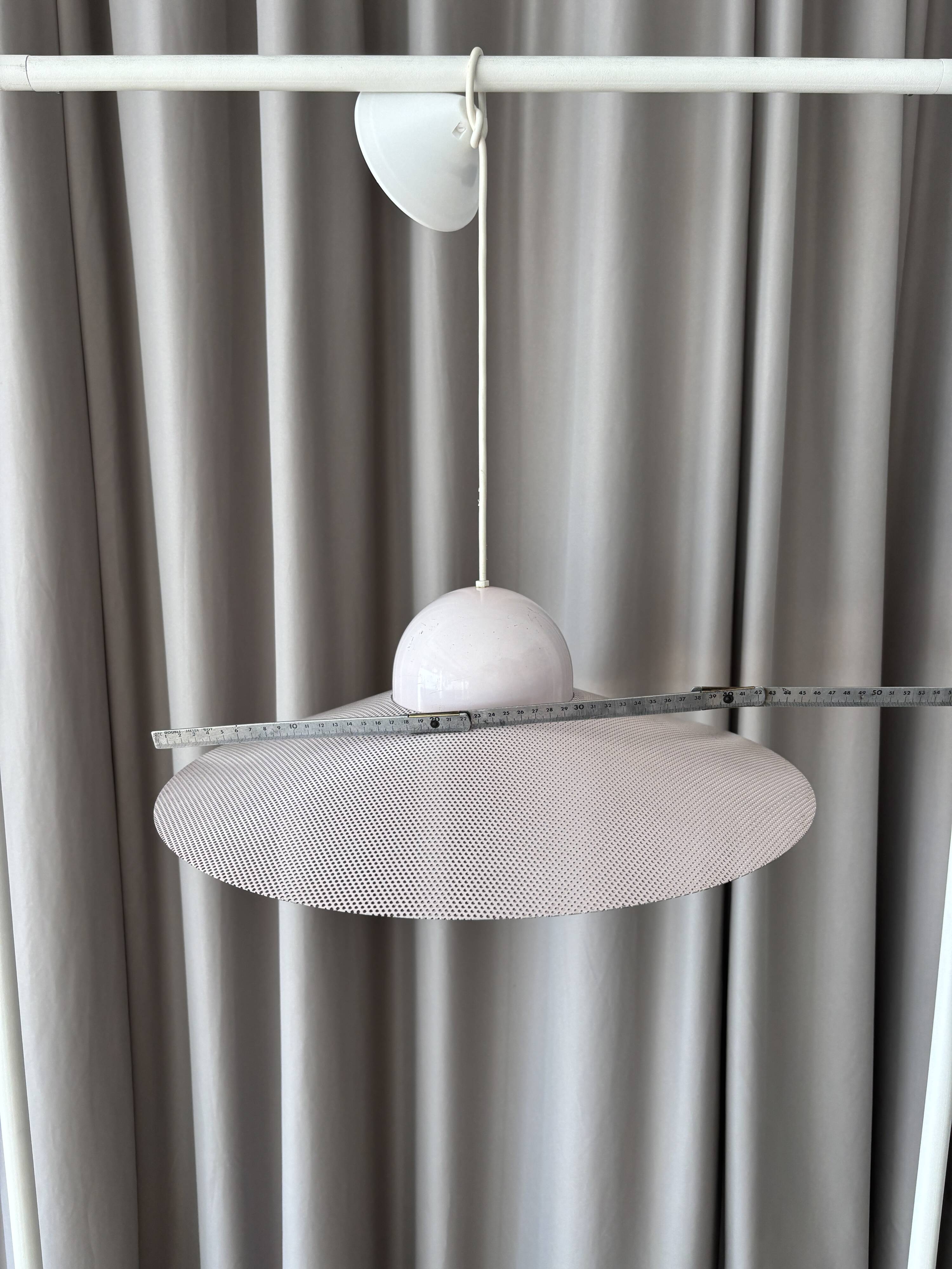 Vintage IKEA LYRIK Pendant Lamp | Soft Pink Perforated Metal | 1984 Scandin