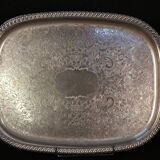 Large silver metal tray