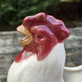 Rooster pitcher in cracked ceramic Art Deco style