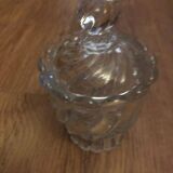 1980s Baccarat Crystal Jam Jar/Mustard Jar/Honey Jar With Lid, Model Bamboo