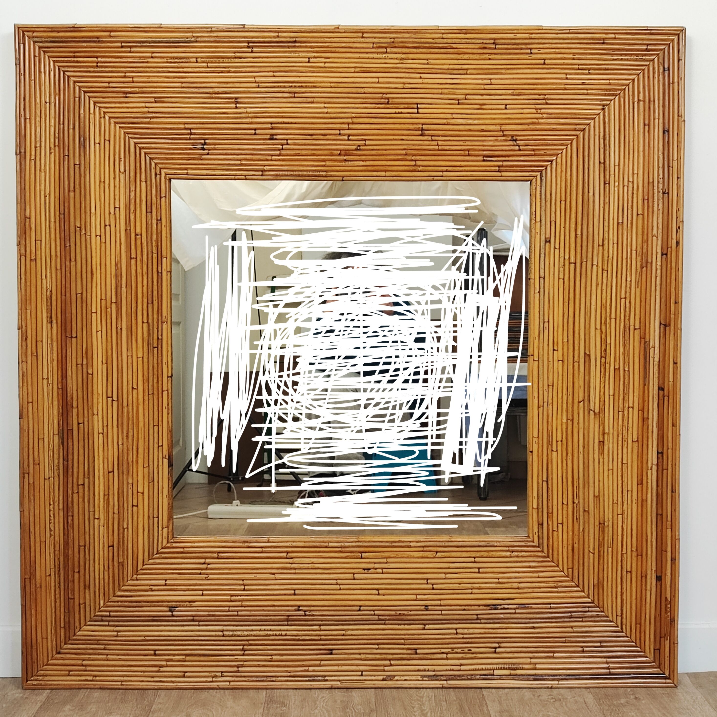 Rattan mirror XXL 120cm x 120cm
