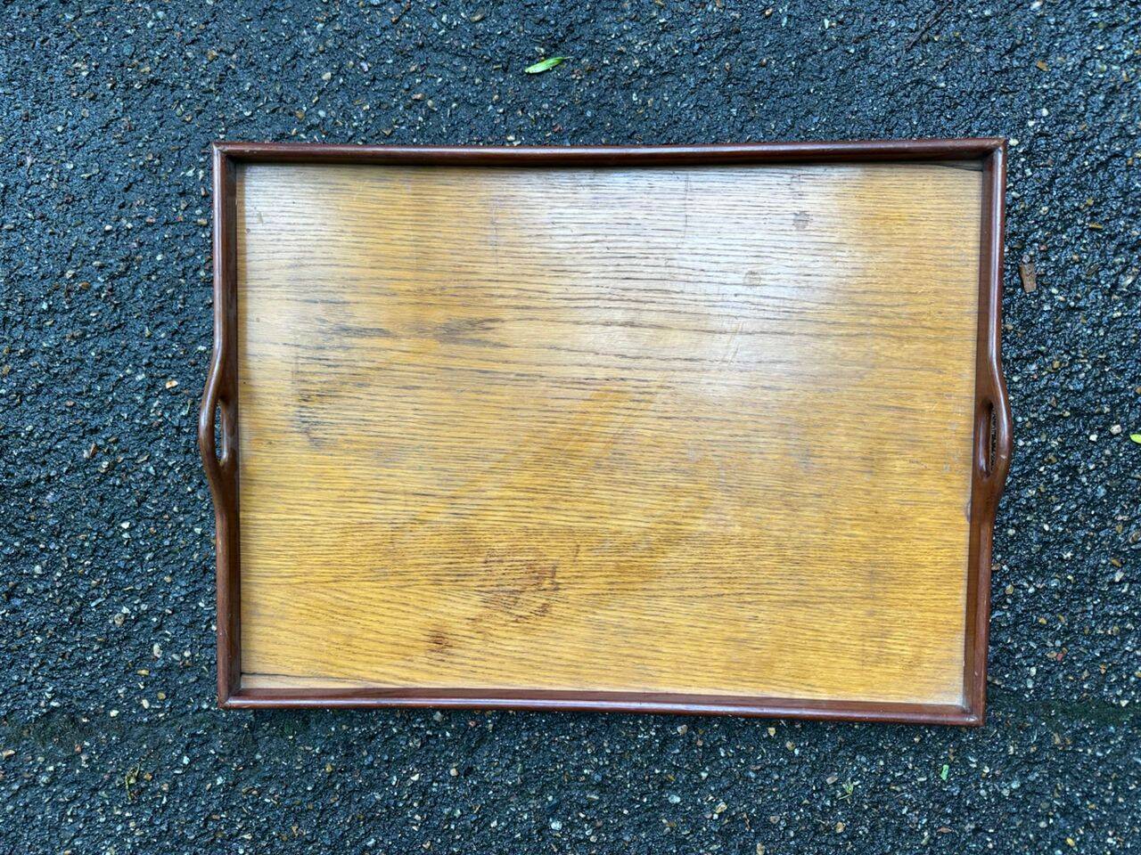 Plateau de service scandinave vintage en bois des années 60