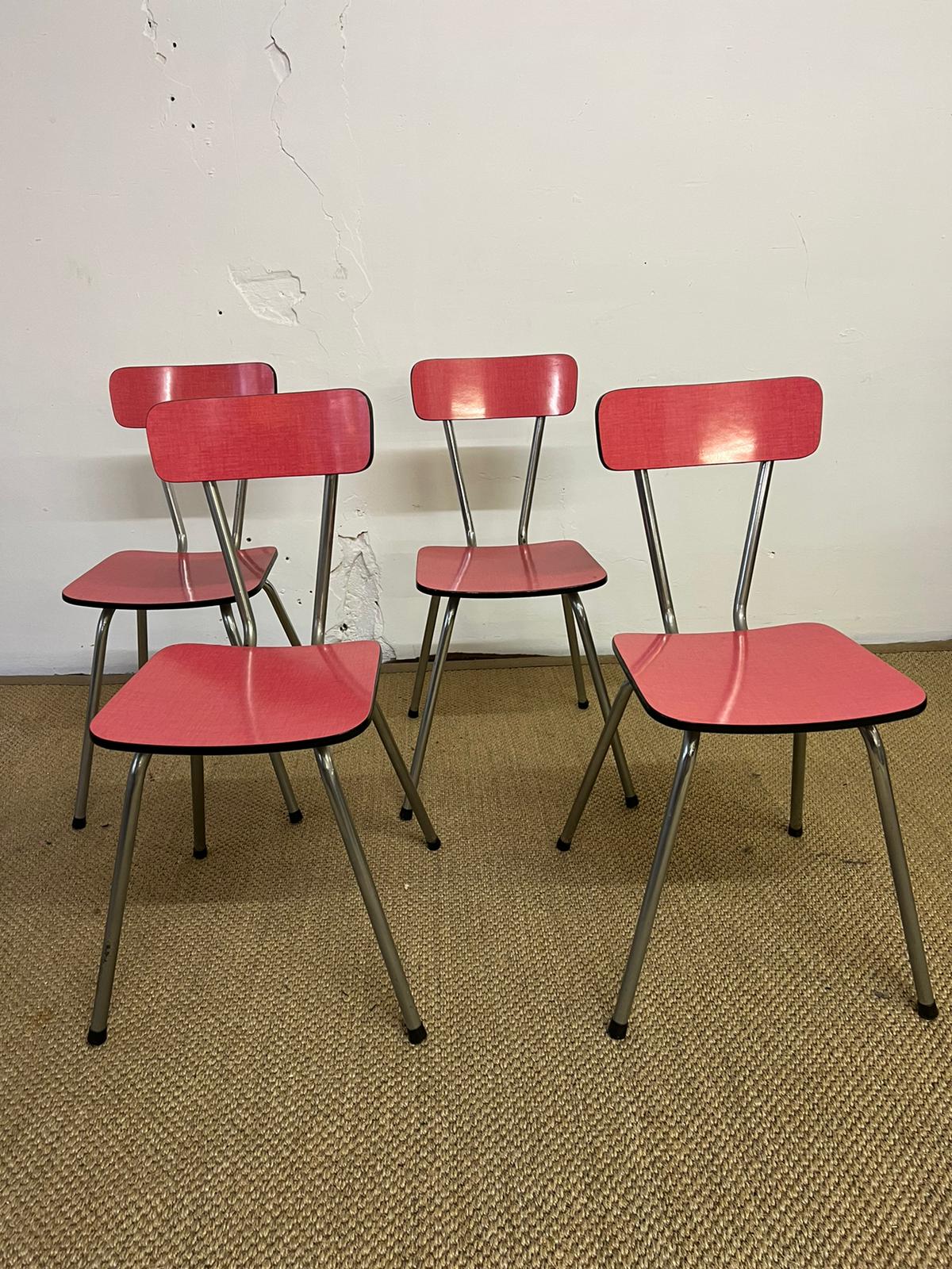 Set of 4 chairs in red formica
