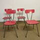 Set of 4 chairs in red formica