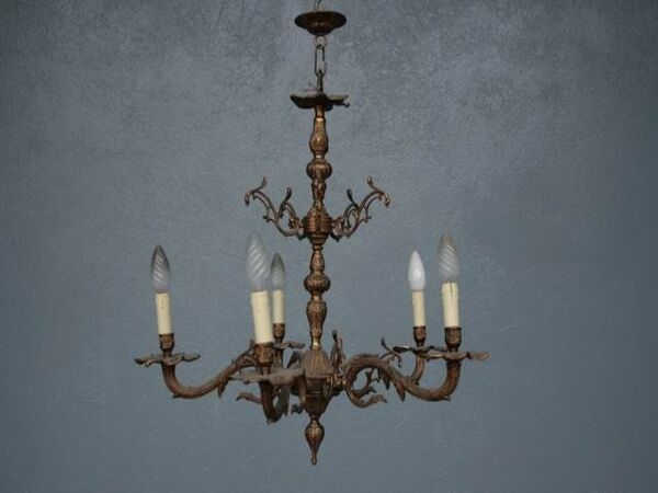 Lustre en bronze 5 lumières Rocaille