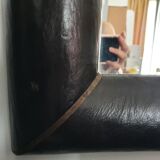 Square leather mirror