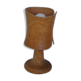 Lampe à poser en bois taille dans la masse y compris l'abat jour design 70/80