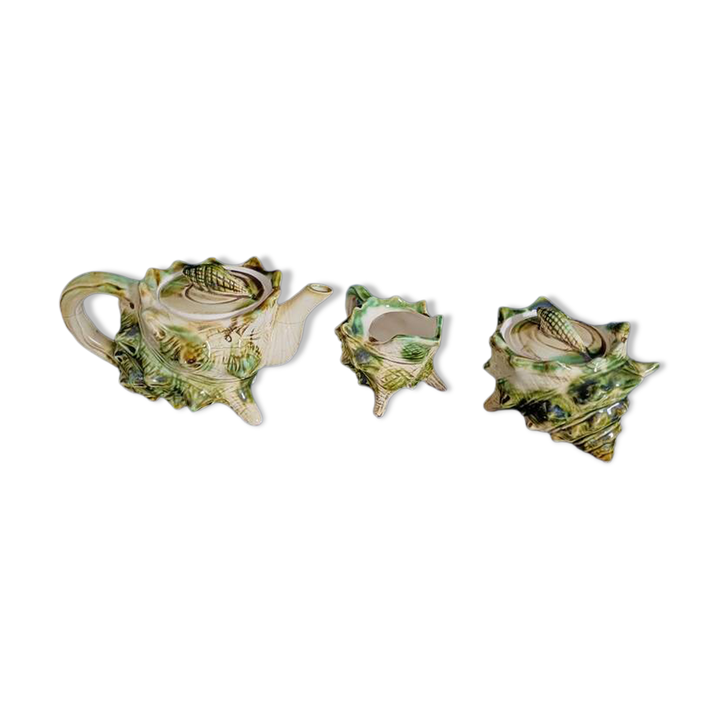 Tea/coffee service in majolica, 1950s/60s.