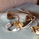 Set of 2 glass and gold metal appliques