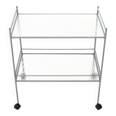1980s metal and glass serving trolley