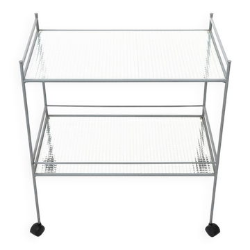 1980s metal and glass serving trolley