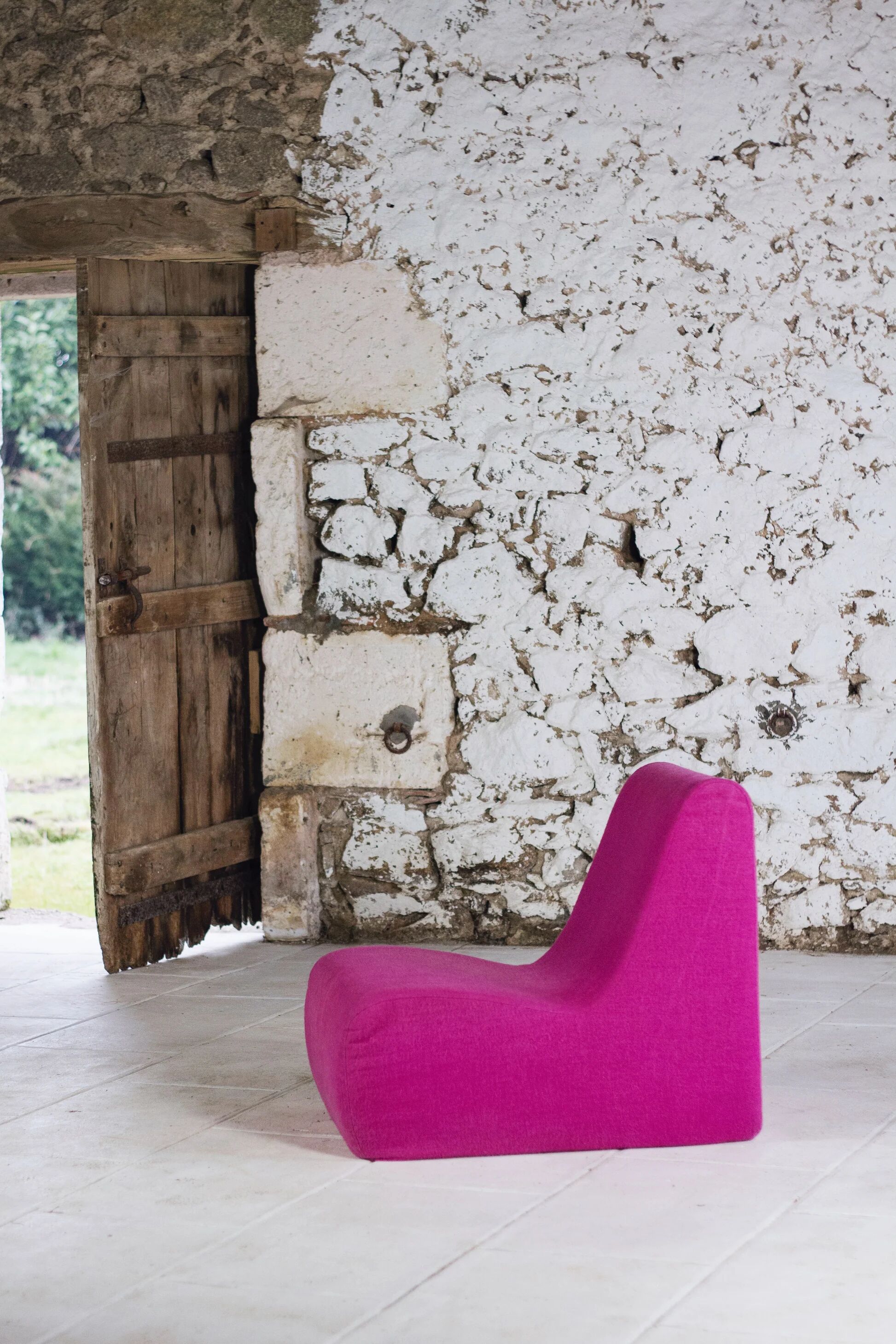 Pink wool armchair, 1970