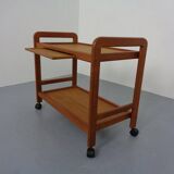 Danish Teak Bar Cart with Removable Tray, 1960s
