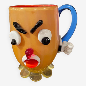 Vase chope verre Murano clown vintage