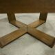 Unique hexagonal table 1977, smoked glass and oak, Swiss made.