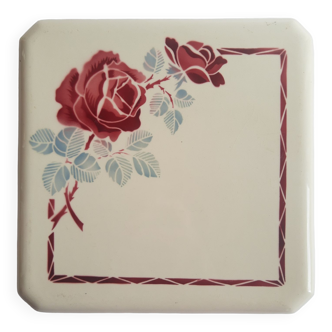 Dessous de plat faience Badonviller Guerledan France roses vintage