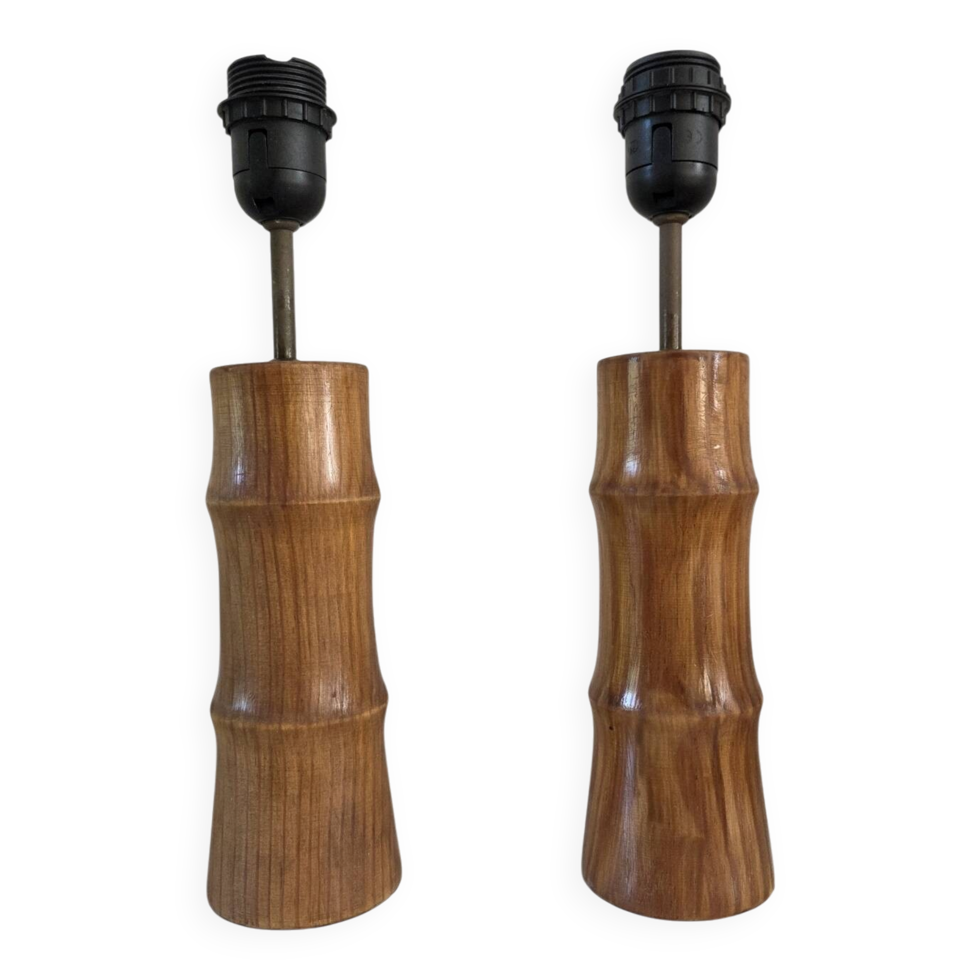 Paire de pieds de lampe bambou en bois