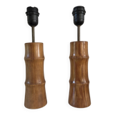 Paire de pieds de lampe bambou en bois