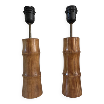 Pair of bamboo wood lamp bases