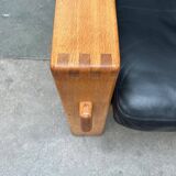 Mid-Century lounge chair model Bonanza with a high back in leather by Esko Pajamies for Asko, Finland, 1960s.