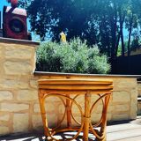 Pouf rotin vintage