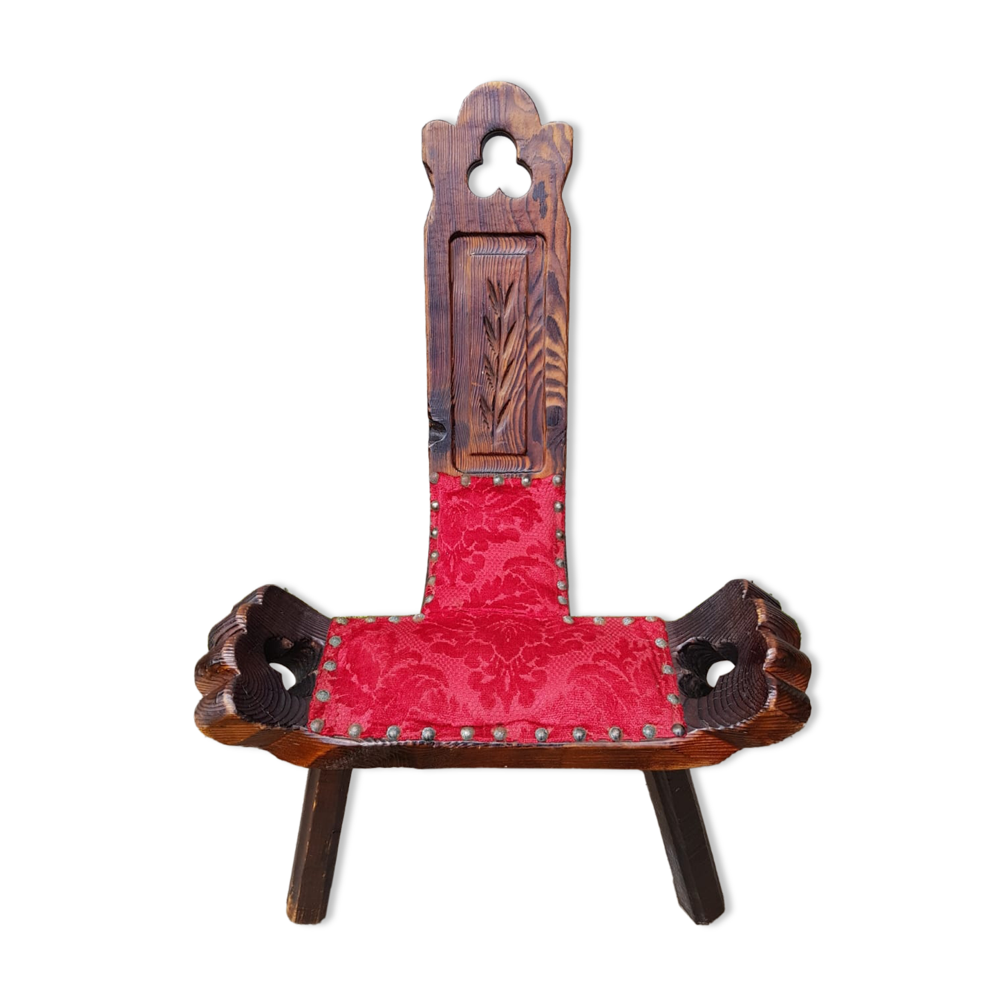 Brutalist chair feet tripodes carved wood