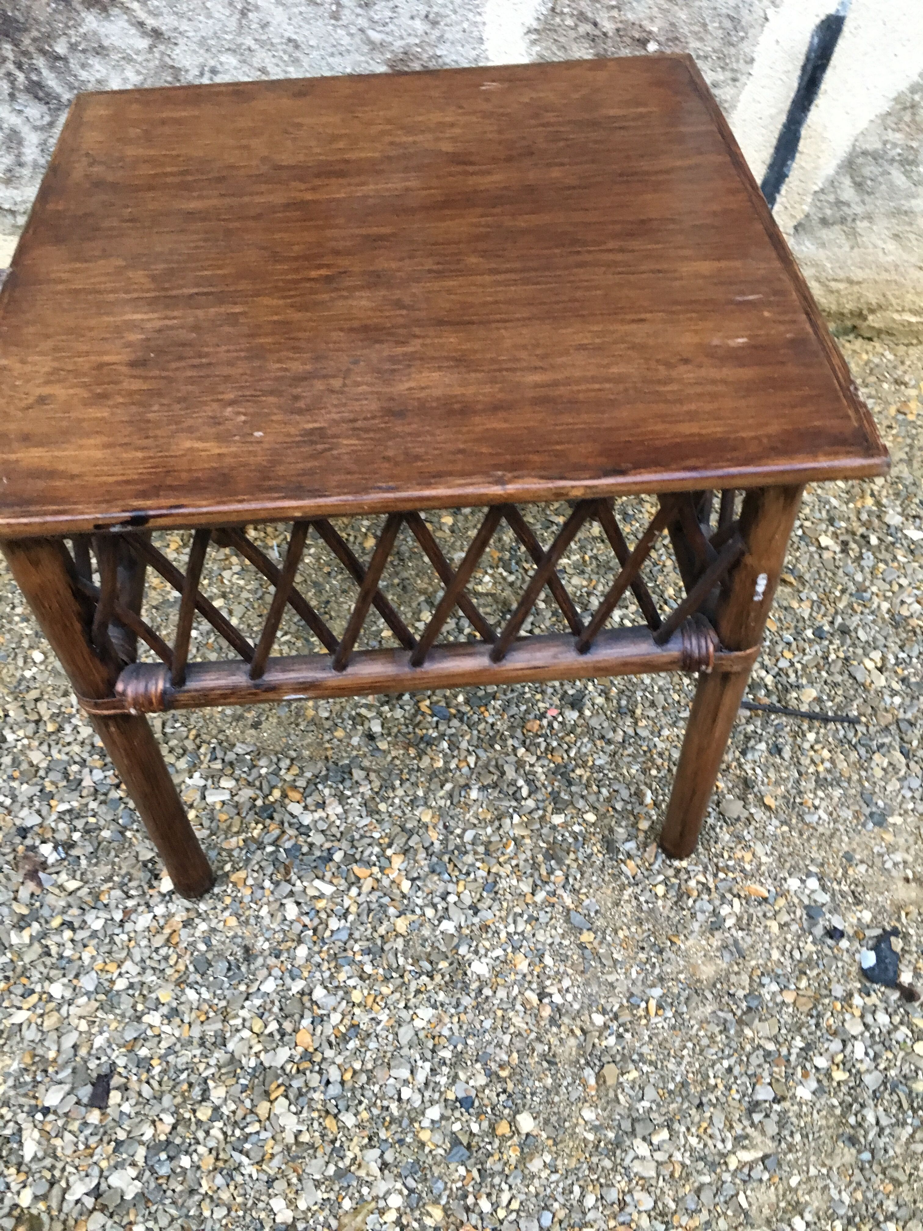 Rattan side table