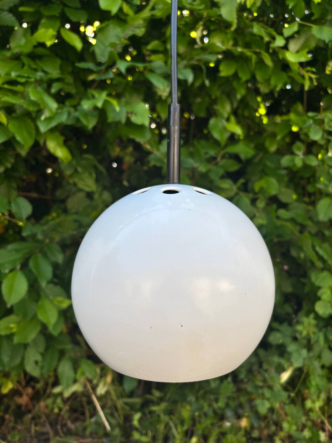 White metal eye ball pendant light by LITA vintage 1970