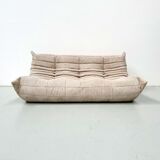 French Togo 3-seater sofa in beige corduroy attributed to Michel Ducaroy for Ligne Roset, 1970s