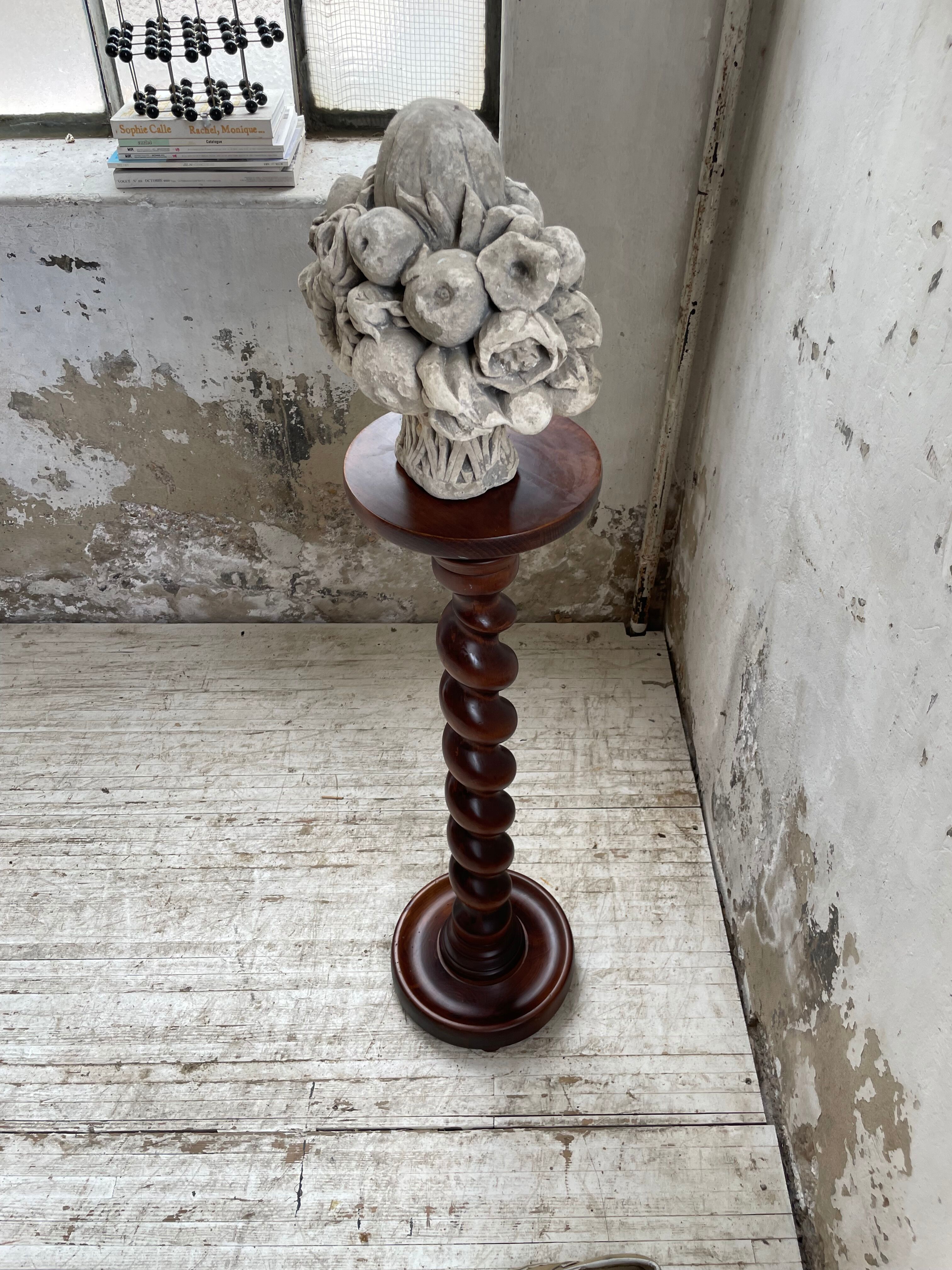 Side table walnut base turned wood