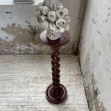 Side table walnut base turned wood