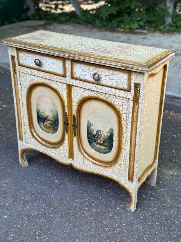 Buffet Louis XV chiffonnier shabby chic relooké 1950 peur profond