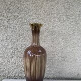 Soliflore vase in beige and gold glazed ceramic, numbered and vintage
