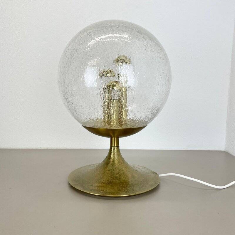 Large Hollywood Regency brass globe table lamp, Italy 1970s