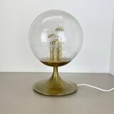 Large Hollywood Regency brass globe table lamp, Italy 1970s