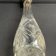Blown crystal decanter, cut and silver collar
