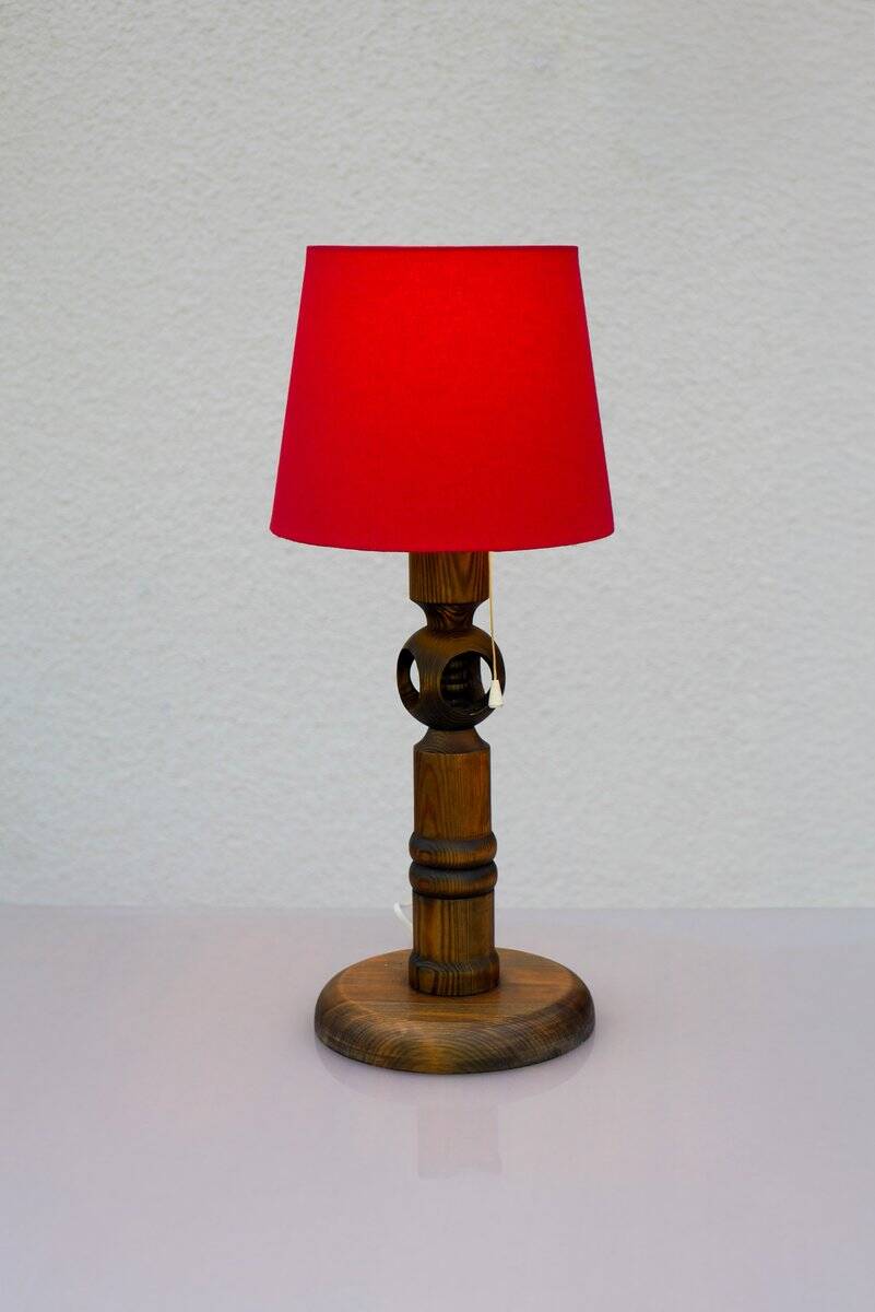 Large pine table lamp by Uno & Östen Kristiansson for Luxus, Sweden