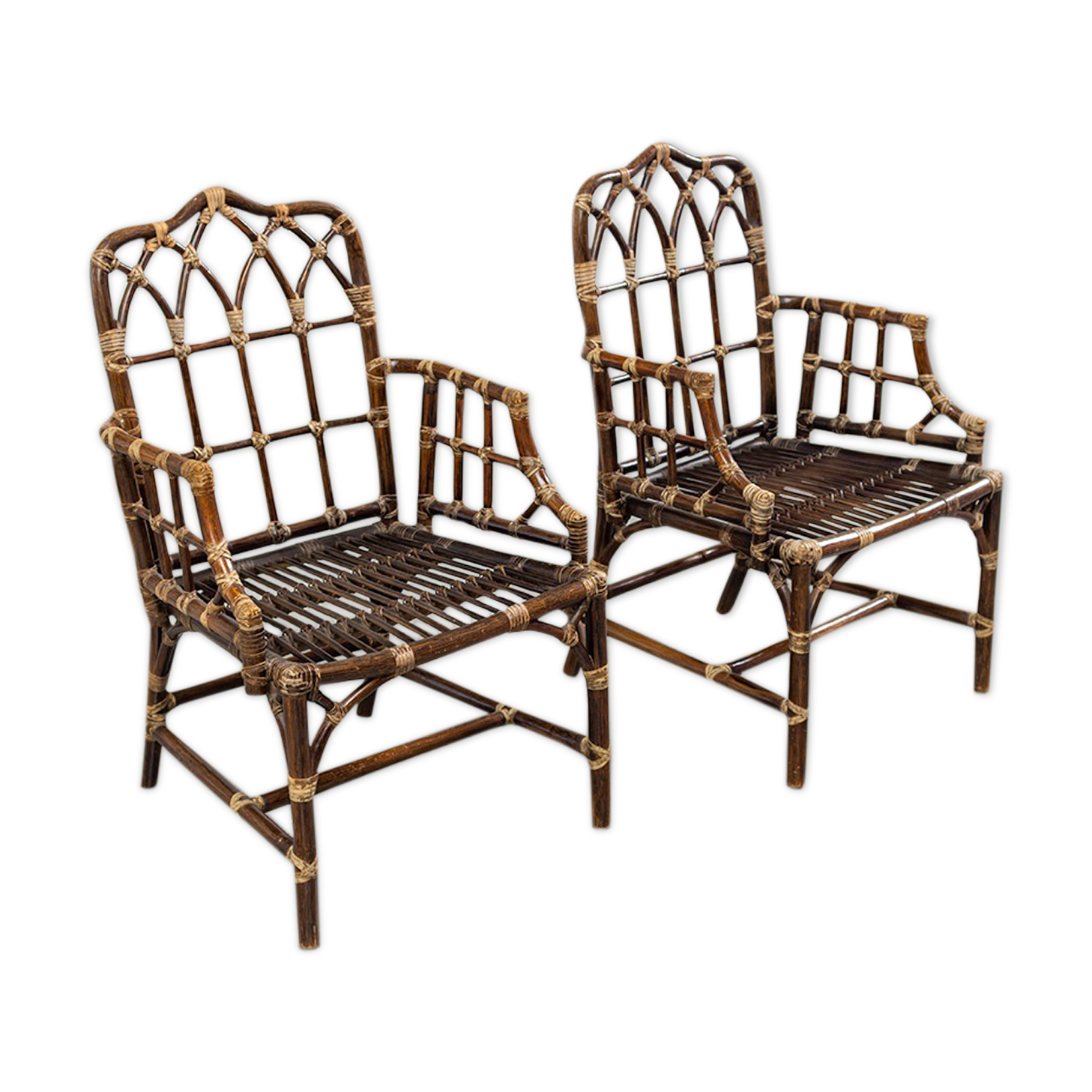 Elinor McGuire Bamboo armchair Pair 1970s