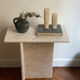 Minimalist travertine stone side table