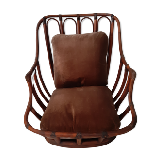 1960s rattan armchair, low to the ground