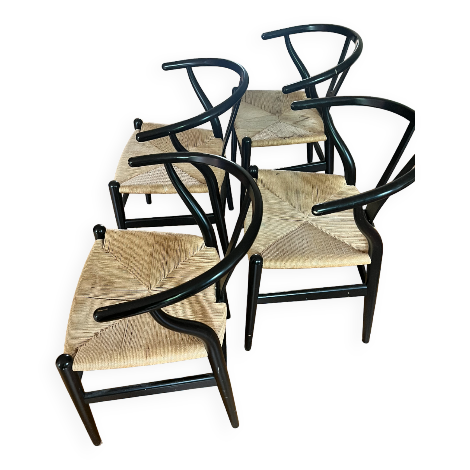 Set of 4 CH24 Wishbone chairs by Hans Wegner for Carl Hansen.