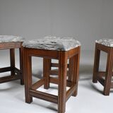Tabourets vintage en pierre et bois x 4