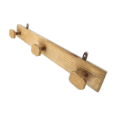Porte manteaux mural en bois 3 patères hexagonal