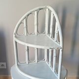 Vintage rattan wall corner shelf