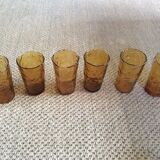 Series of 6 amber glasses