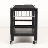 Tea trolley, black ash, chrome, vintage, modular, ca 1980