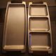 Duo of brushed stainless steel service trays - anses bois - 1970s/80s