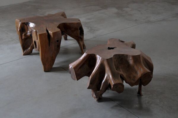 Tables basses tronc d'arbre - France années 1970